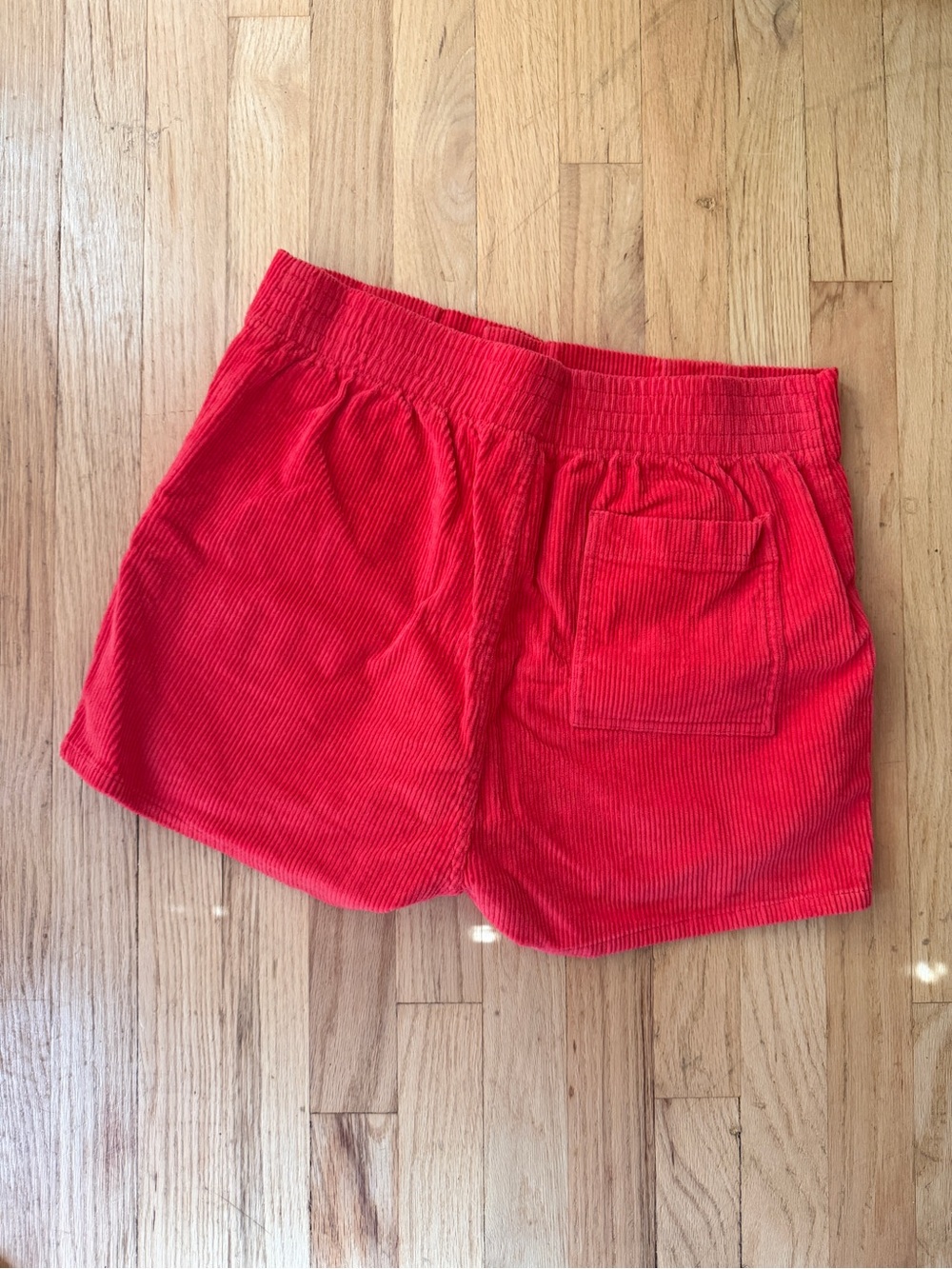 High-Waist Cherry Red Corduroy Hammie’s Women's Shorts - Picture 2 of 5